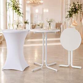 Onbest Stehtisch klappbar – mit festlicher Husse 