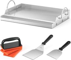 Onlyfire Plancha Grillplatte Set, Edelstahl