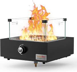 Onlyfire Tisch Gas Feuerstelle mit Glaswindschutz, 
