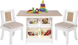 ONVAYA® Kindertisch-Set mit Stühlen | Weiß-Holz 