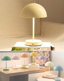 OOWOKS Pilz Tischleuchte Akku Dimmbare Tischlampe
