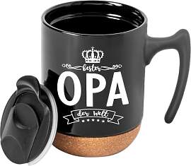 Opa Tasse mit Deckel und Untersetzer, Bester Opa
