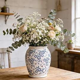 orenm Vase Keramik Blau Weiß – Deko Vase