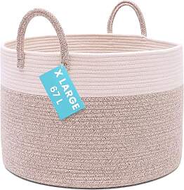 OrganiHaus Korb Geflochten Rund, Wäschekorb