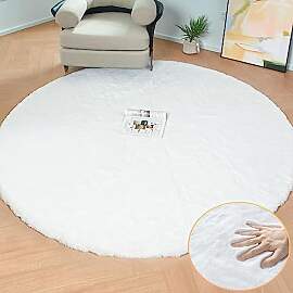 ORINOVA Runder Teppich 150 cm Weiß Wohnzimmer