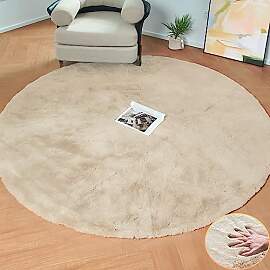 ORINOVA Runder Teppich Beige Fellteppich