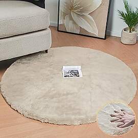 ORINOVA Runder Teppich Beige Flauschig Fellteppich 