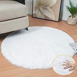 ORINOVA Runder Teppich Flauschig Weiß Fellteppich 