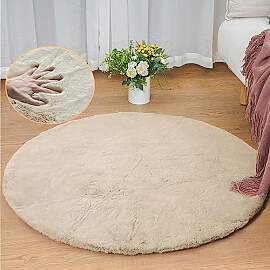 ORINOVA Teppich Beige Rund Flauschig 90 cm