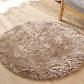 ORINOVA Teppich Rund Beige Flauschig 90 cm
