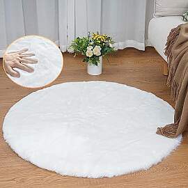 ORINOVA Teppich Rund Schlafzimmer Flauschig Weiß