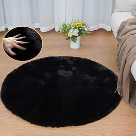 ORINOVA Teppich Rund Schwarz Flauschig 90 cm