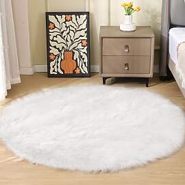 ORINOVA Teppich Rund Weiß 150 cm Flauschig