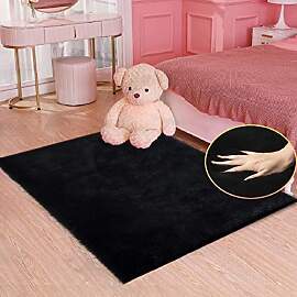 ORINOVA Teppich Schlafzimmer Waschbar Schwarz