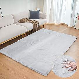 ORINOVA Teppich Wohnzimmer Grau Waschbar Kunstfell 