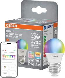Osram SMART+ LED-Lampe P40 RGBW E27, Miniballform, 