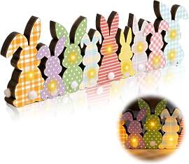 Osterdeko Holz Hase mit LED Licht Deko Aufsteller