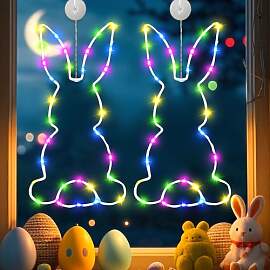 Osterdeko Led Fenster Licht, 2 Stück Lichterkette 