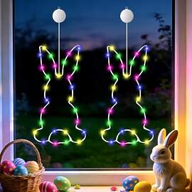 Osterdeko Led Fenster Licht, 2 Stück Osterhase