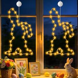 Osterdeko Led Fenster Licht, 2 Stück Ostern Deko