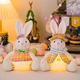 Osterdeko Osterhasen Figuren mit LED Licht, 2
