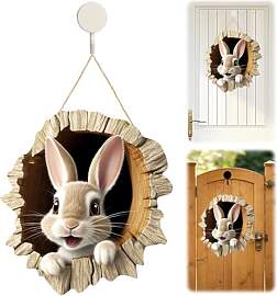 Osterdeko Türschild aus Holz,Osterhase Türkranz