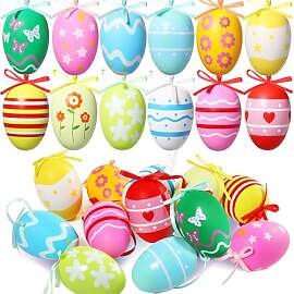 Ostereier zum Aufhängen Draussen, 24pcs Bunte