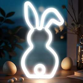 Osterhase Deko Neon Lampe, Osterdeko LED Hase