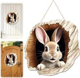 Osterhase Türschild 2D aus Holz, 30cm Osterdeko