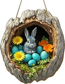 Osterhase Türschild aus Holz,30cm Osterdeko zum