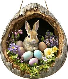 Osterhase Türschild aus Holz,30cm Osterdeko zum