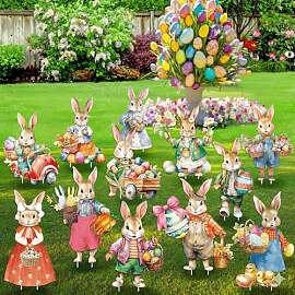 Osterhasen Gartenstecker 12er Set – 2D Osterdeko 