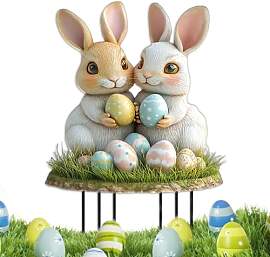 Osterhasen Gartenstecker, 2D Oster Hase