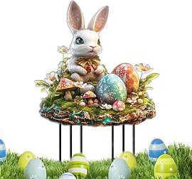 Osterhasen Gartenstecker, 2D Oster Hase
