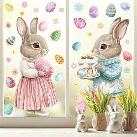 Ostern Fensterbilder Osterhase und Ostereier