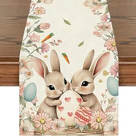 Ostern Hasen Tischläufer, Frühlings Blumen