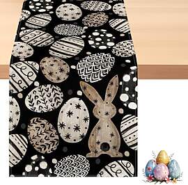 Ostertischdecke,140 × 40cm Mode Schwarz Hasen