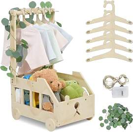 OTraki Baby Geschenk Korb mit Holzrädern, Holz