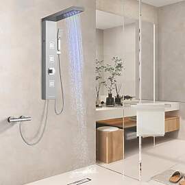 OUGOO LED Duschpaneel ohne Armatur, 4-Funktion