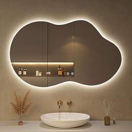 OUMUSU Spiegel mit Beleuchtung Asymmetrischer LED
