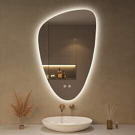 OUMUSU Spiegel mit Beleuchtung Asymmetrischer LED