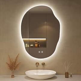 OUMUSU Spiegel mit Beleuchtung Asymmetrischer LED