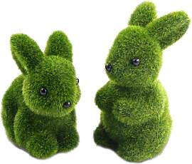 Ourdort 2 Stück Dekofigur Osterhase, Grün