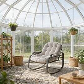 Outdoor/Innenbereich  Rattan Schaukelstuhl, Beige