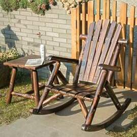 Outdoor-Möbel, Schaukelstuhl aus Holz, rustikaler 