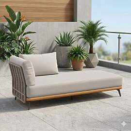 OUTLIV. Ava Gartenloungesofa Akazie/Rope/Polyester
