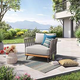OUTLIV. Ava Loungesessel Akazie/Rope/Polyester