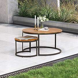 OUTLIV. Blair Loungetisch 2-tlg. Stahl/Akazie