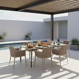 OUTLIV. Leon Gartenmöbelset 7-tlg. Tisch 220x100cm