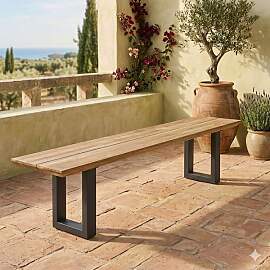 OUTLIV. Negara Gartenbank 220cm Edelstahl/Teak